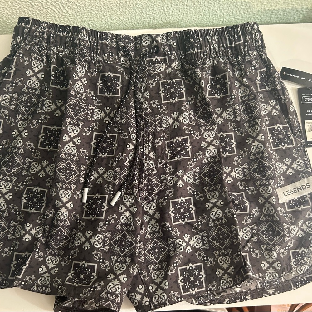 NWT- Luka Short Micro Paisley Charcoal. 5" linerless